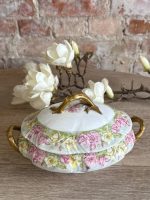 antique porcelain floral trinket box