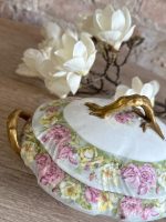 Antīka porcelāna lādīte ar ziedu motīviem un zeltījumu — Viktorijas laikmeta stils (Antique Porcelain Floral Trinket Box) (5610) - Image 7