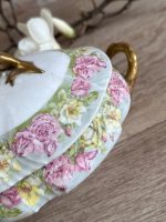 Antīka porcelāna lādīte ar ziedu motīviem un zeltījumu — Viktorijas laikmeta stils (Antique Porcelain Floral Trinket Box) (5610) - Image 10