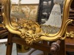 Zeltīts sienas spogulis - Luija XV stilā (Vintage Gold Rococo Mirror) (5457) - Image 7