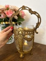 antique glass bonbonniere brass frame with handle