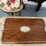 antique wooden serving tray with handles