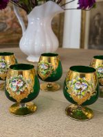 Murano Stikla Glāzes Zaļā/zelta krāsā, 6gab (6025) - Image 2