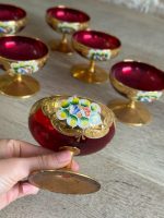 Itāļu Glāzes ar Ziedu Motīviem, Vidēja Izmēra, 6gab (5592) - Image 4