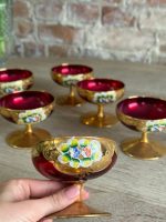 Itāļu Glāzes ar Ziedu Motīviem, Vidēja Izmēra, 6gab (5592) - Image 3