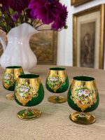 Murano Stikla Glāzes Zaļā/zelta krāsā, 6gab (6025) - Image 6