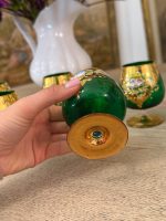 Murano Stikla Glāzes Zaļā/zelta krāsā, 6gab (6025) - Image 9