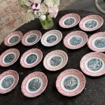 14 antique gien plates with joan of arc history scenes