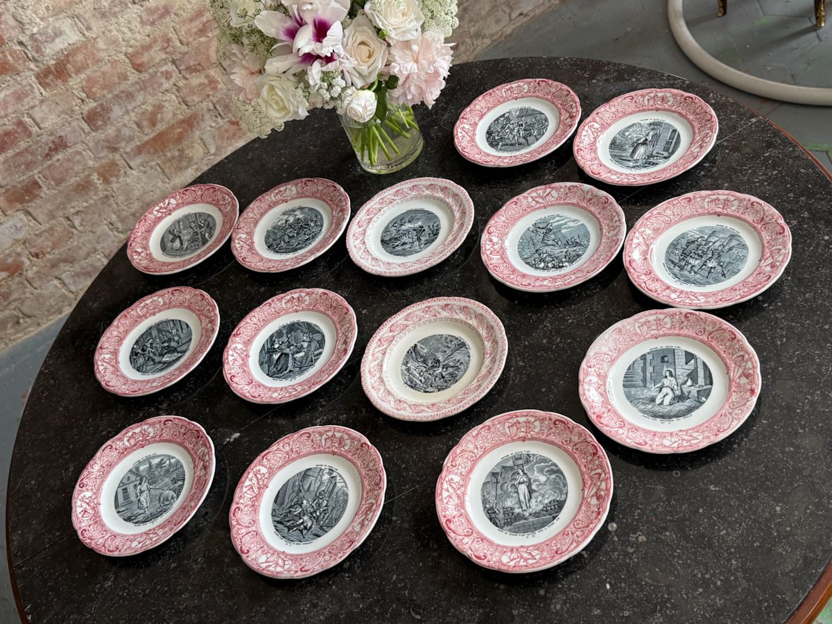 IMG_4496 14 antique gien plates with joan of arc history scenes