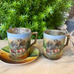Porcelāna Krūzītes ar Govīm, 2 Krūzītes, 1 Šķīvītis (3573)