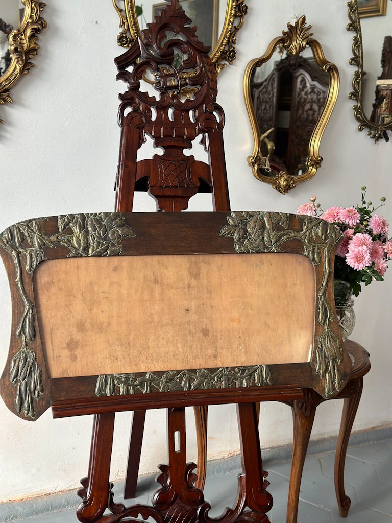 IMG_4529 antique art nouveau wooden frame with brass overlay and glass