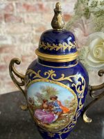 dekoratīva, tumši zila, porcelāna vāze, vāks nav noņemams, vidēja izmēra (6988) - Image 3
