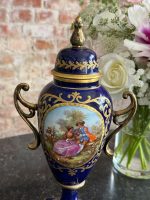 dekoratīva, tumši zila, porcelāna vāze, vāks nav noņemams, vidēja izmēra (6988) - Image 2