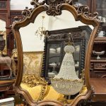 large carved oak wall mirror in neo rococo style