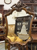 large carved oak wall mirror in neo rococo style