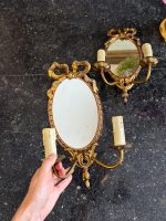 2er Set Wandlampen mit Spiegeln und Schleifenelement, mittelgroß (7226) – Bild 3