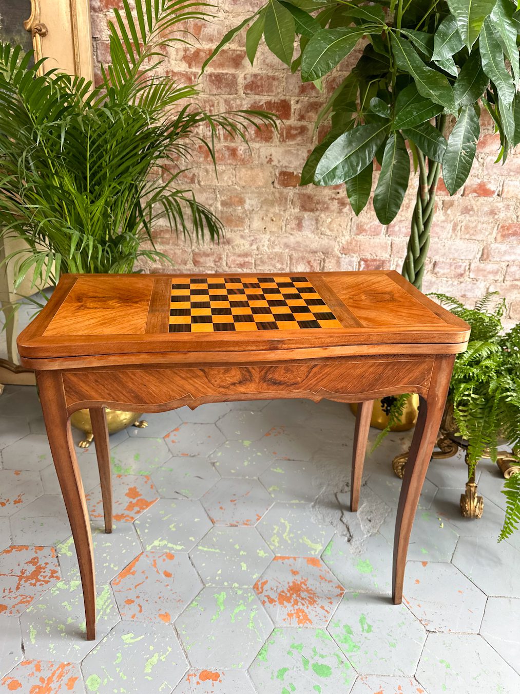 Šaha Galds — Table de Jeu ar Marquetry un Filcu — Luija XV stils, Francija, 19.–20.gs. (4929) - Image 1