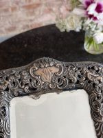 Exquisite table mirror with silver plating, very fine detailing, angels, initials (6967) - Image 8
