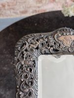 Exquisite table mirror with silver plating, very fine detailing, angels, initials (6967) - Image 3
