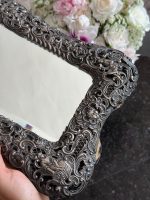 Exquisite table mirror with silver plating, very fine detailing, angels, initials (6967) - Image 9