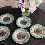 5 antique Creil et Montereau faience plates "L'Ouverture de la Chasse"