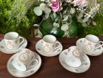 vintage limoges france singer porcelain espresso cup and saucer set gold napoleon monogram bee motif