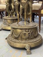 Pāris Misiņa Korbej ar Enģeļiem vai"Putti" — Empire un Neoklasicisms, Francija, ap 1850.–1900. Bronzas Figūras - Puķpodi, 2gab, Liela Izmēra (4311) - Image 20