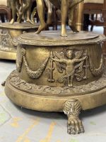 Pāris Misiņa Korbej ar Enģeļiem vai"Putti" — Empire un Neoklasicisms, Francija, ap 1850.–1900. Bronzas Figūras - Puķpodi, 2gab, Liela Izmēra (4311) - Image 19