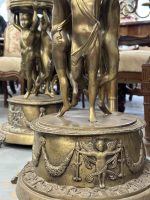 Pāris Misiņa Korbej ar Enģeļiem vai"Putti" — Empire un Neoklasicisms, Francija, ap 1850.–1900. Bronzas Figūras - Puķpodi, 2gab, Liela Izmēra (4311) - Image 18