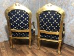 Zeltēts Luija XV salona komplekts ar ziedu gobelēnu, liela izmēra sofa + 2 lieli krēsli ar roku balstiem, (224) - Image 10