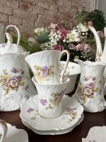 Grezns un Liels Limožas Porcelāna Kafijas un Tējas Servīzes Komplekts (fine antique French Limoges porcelain set) — Historisma stilā, (3655) - Image 4