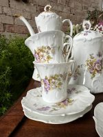 Grezns un Liels Limožas Porcelāna Kafijas un Tējas Servīzes Komplekts (fine antique French Limoges porcelain set) — Historisma stilā, (3655) - Image 8