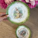 Grezni antīki ažūra porcelāna kabineta šķīvīši "Amoriņi" — XIX gs. otrā puse, 2gab (5752)