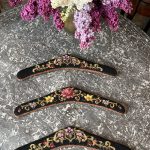 antique needlepoint hangers floral velvet set