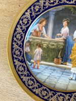 Karaliska dizaina Limoges kobalta porcelāna kabineta šķīvis "Pie akas" ar dubulto zeltījumu — XX gs. vidus (5771) - Image 4