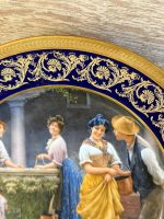 Karaliska dizaina Limoges kobalta porcelāna kabineta šķīvis "Pie akas" ar dubulto zeltījumu — XX gs. vidus (5771) - Image 6