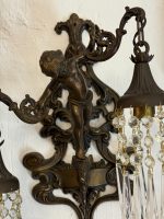 Bra Bronzas sienas lampa ar enģeļa (Putto) figūru un kristāliem — Neo-Rokoko, Francija, ap 1890. g. (6082) - Image 13