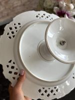 Antīks porcelāna kūku šķīvis ar gulbjiem — Austro-Ungārijas impērija (Antique Porcelain Cake Stand) (6866) - Image 11