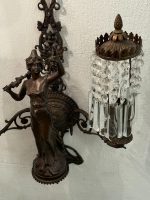 Bra Bronzas sienas lampa, femme-fleur figūra, kristāli — Jūgendstils, Francija, ap 1900. g. (6076) - Image 12