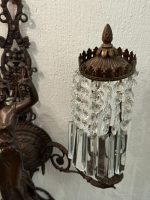 Bra Bronzas sienas lampa, femme-fleur figūra, kristāli — Jūgendstils, Francija, ap 1900. g. (6076) - Image 15