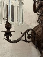 Bra Bronzas sienas lampa, femme-fleur figūra, kristāli — Jūgendstils, Francija, ap 1900. g. (6076) - Image 18