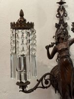 Bra Bronzas sienas lampa, femme-fleur figūra, kristāli — Jūgendstils, Francija, ap 1900. g. (6076) - Image 7
