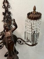Bra Bronzas sienas lampa, femme-fleur figūra, kristāli — Jūgendstils, Francija, ap 1900. g. (6076) - Image 2