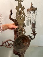 Bra Bronzas sienas lampa, femme-fleur figūra, kristāli — Jūgendstils, Francija, ap 1900. g. (6076) - Image 20