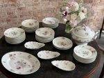 antique porcelain dinner service by hache jullien vierzon with floral decor