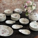 antique porcelain dinner service by hache jullien vierzon with floral decor