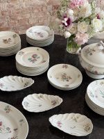 Porcelāna pusdienu servīze ar ziediem — "HACHE, JULLIEN & Cie, VIERZON, PARIS", 1878 MEDE D'OR PARIS - zelta medaļa pasaules izstādē (Antique Porcelain Dinner Service) (6895) - Image 3