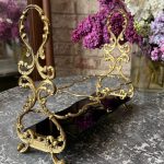antique brass carafe bottle holder stand table centerpiece