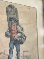 Zīmējums, zelta krāsas rāmī ar stiklu, vidēji maza izmēra (3304) - Image 4