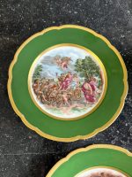 2gab porcelāna šķīvji tumši zaļā/zelta krāsā, neliela izmēra (7286) - Image 5